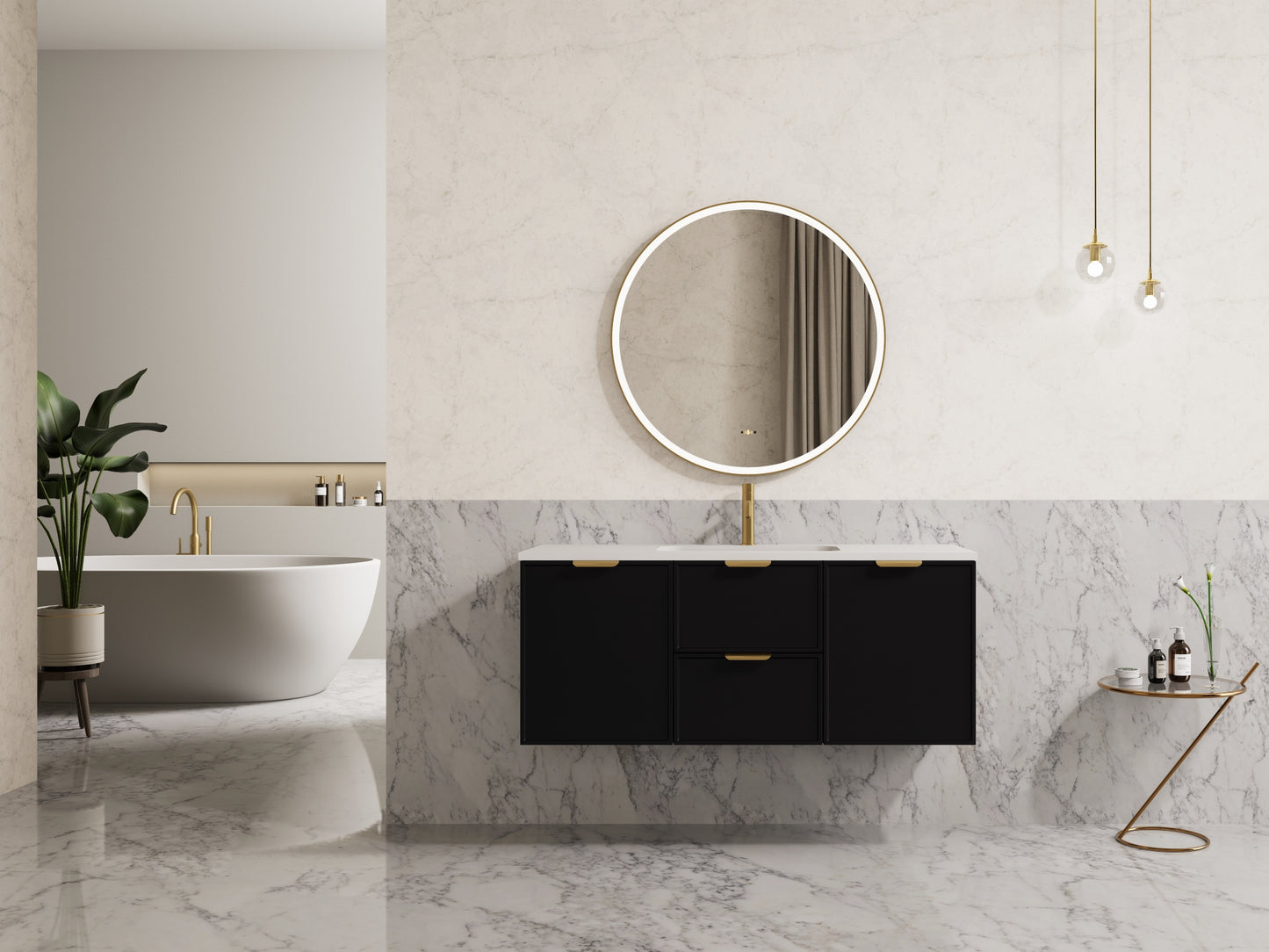 Miami Wall Hung Matte Black Vanity 600-1500mm