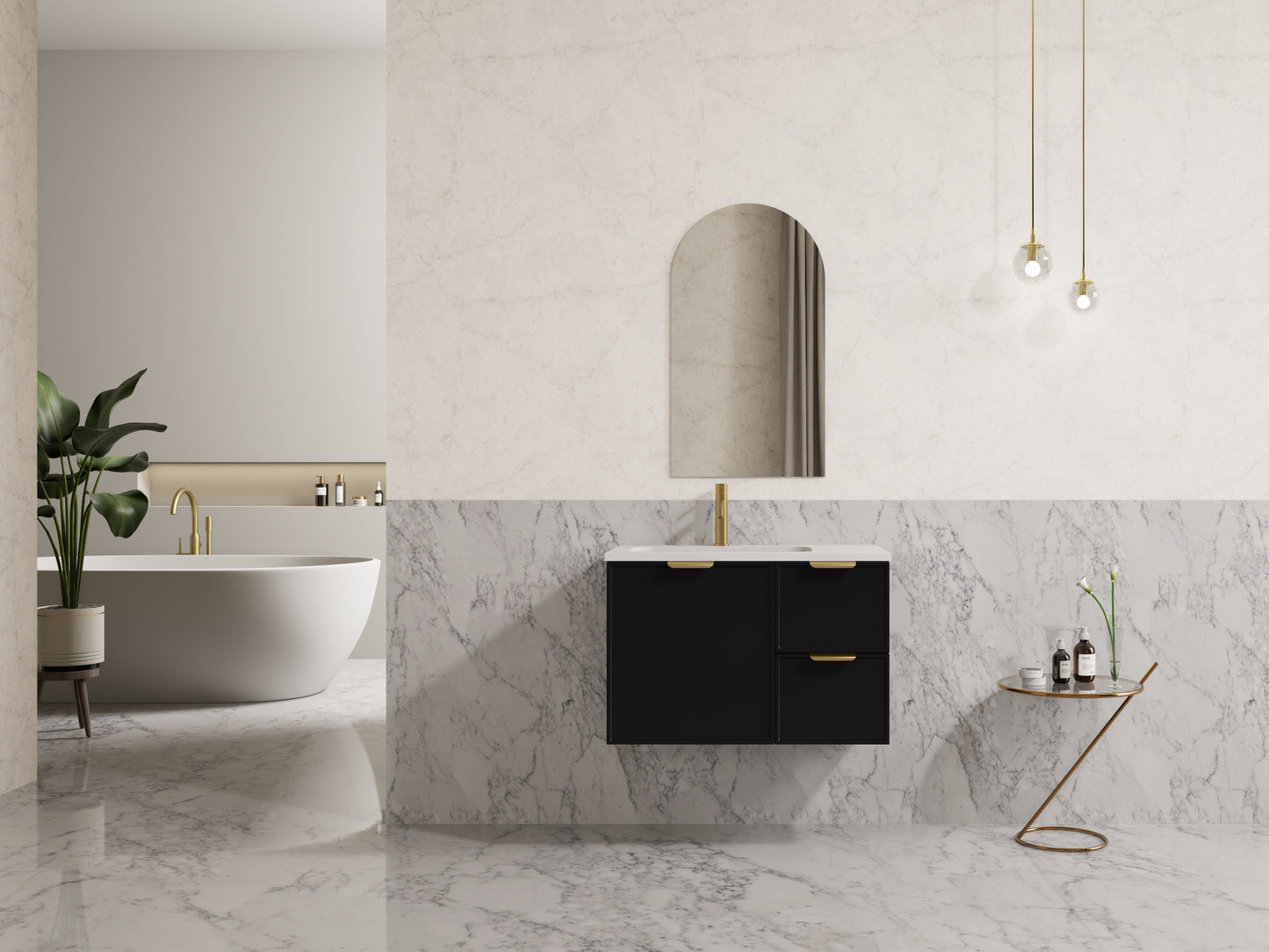 Miami Wall Hung Matte Black Vanity 600-1500mm