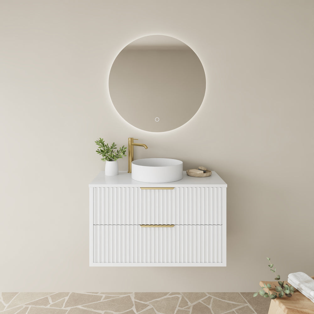 Rome Matte White Fluted Wall Hung Vanity 600-1500mm