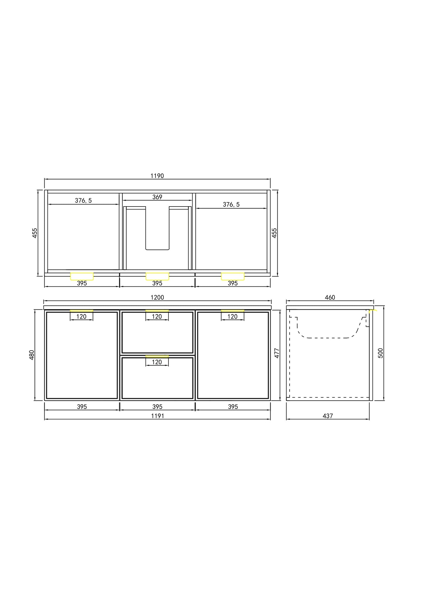 Miami Wall Hung Matte Black Vanity 600-1500mm