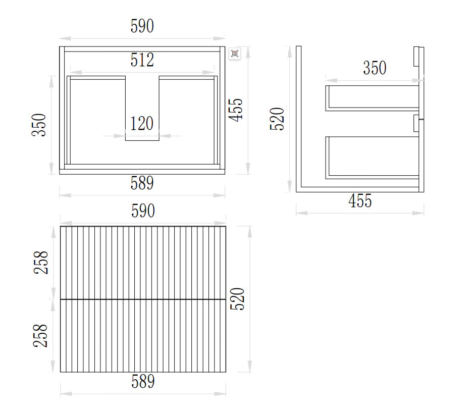 Eden Prime Oak Wall Hung Fluted PVC Vanity 600-1500mm
