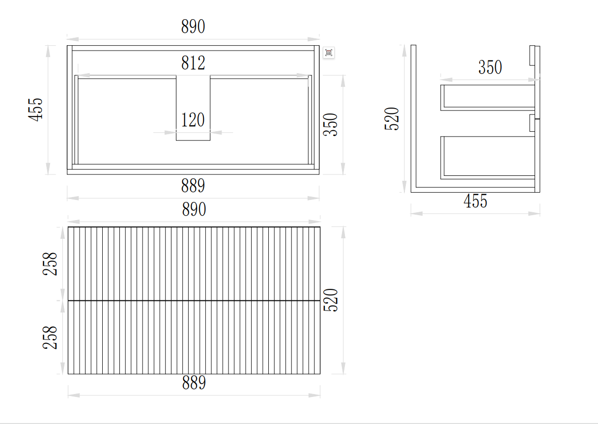 Eden Prime Oak Wall Hung Fluted PVC Vanity 600-1500mm