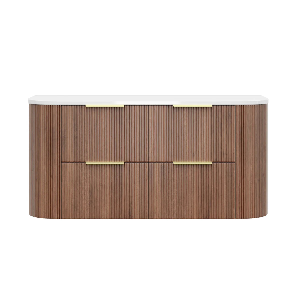 Artis Prime Oak Wall Hung Curved Fluted Vanity + Blanc White Stone Top 600-1500mm