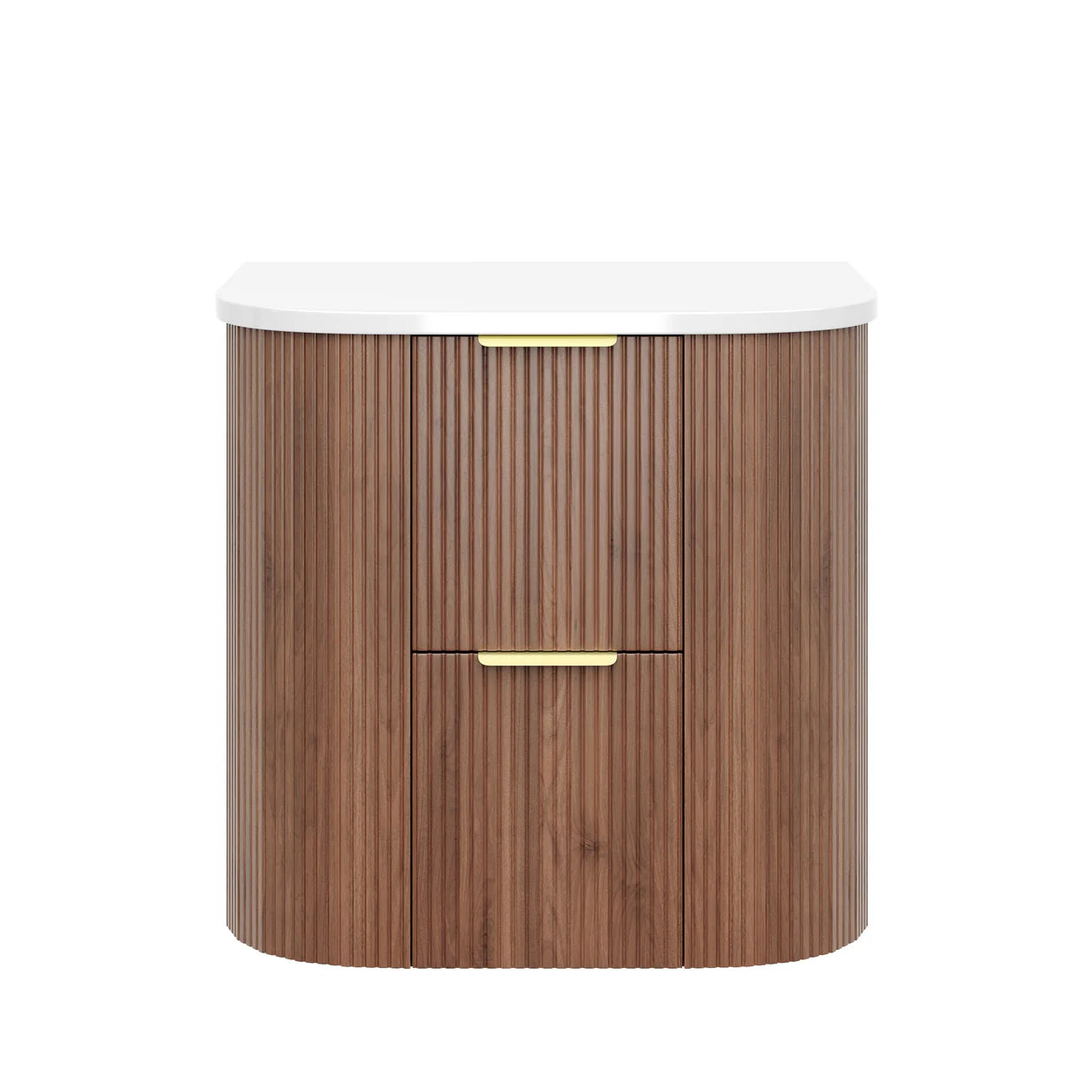 Artis Prime Oak Wall Hung Curved Fluted Vanity + Blanc White Stone Top 600-1500mm