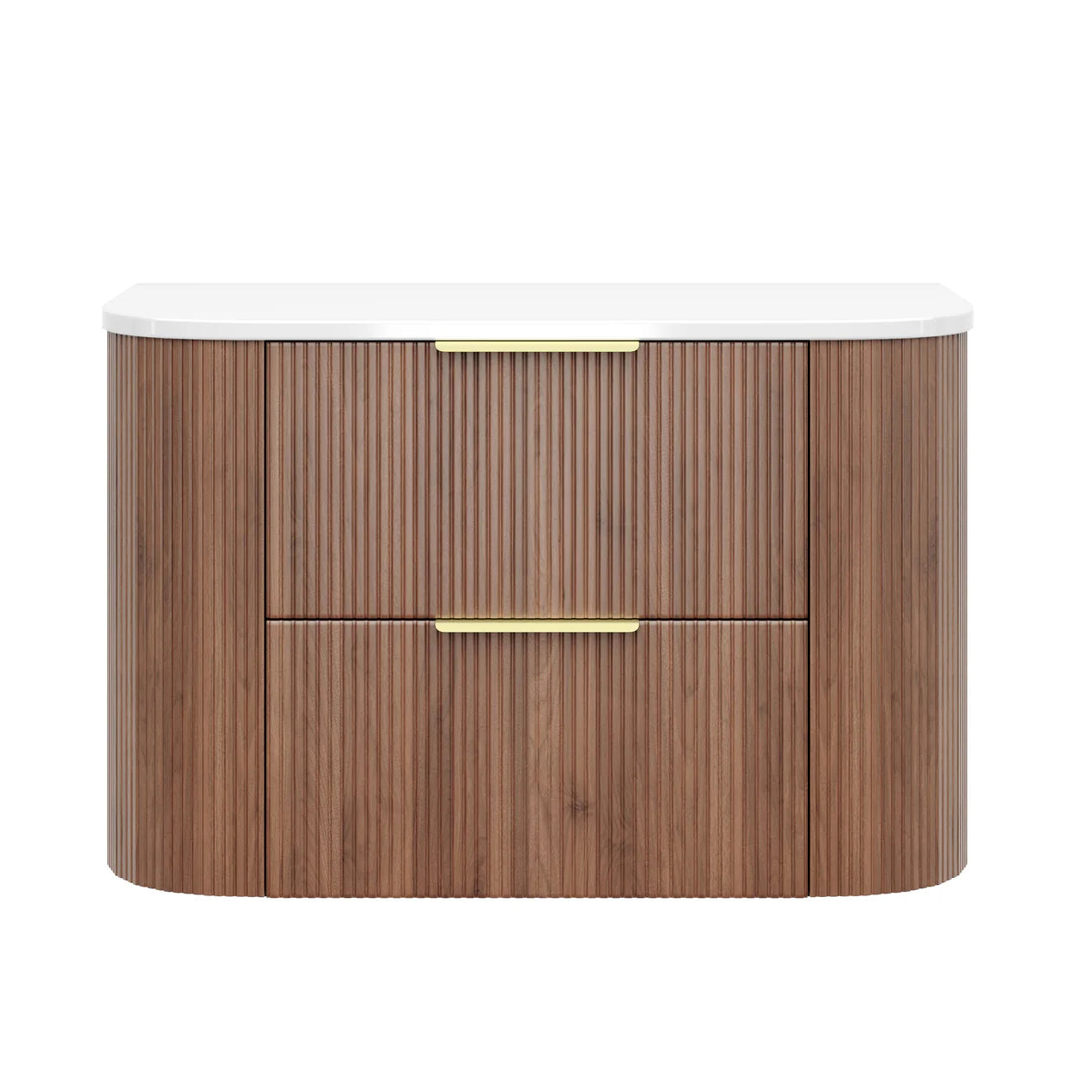 Artis Prime Oak Wall Hung Curved Fluted Vanity + Blanc White Stone Top 600-1500mm