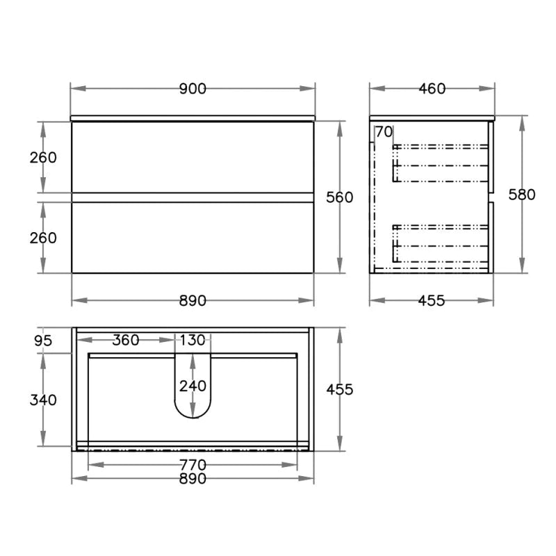 Stella Oak 900 Wall Hung Vanity