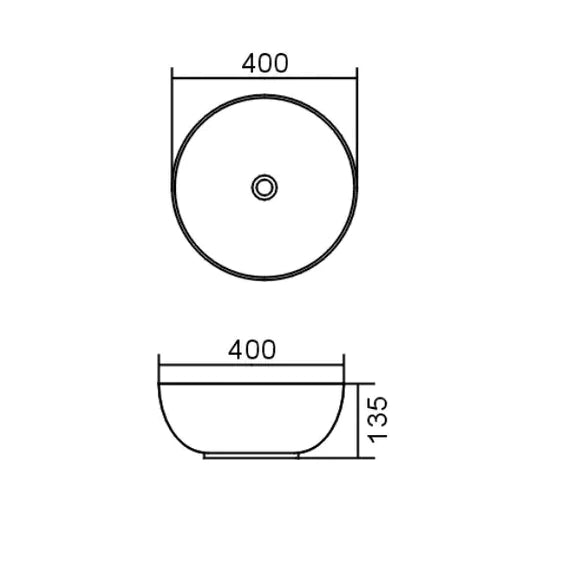 Round Matte White Above Counter Basin 400mm