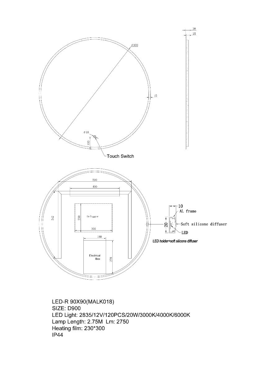 LED Mirror Round 900mm