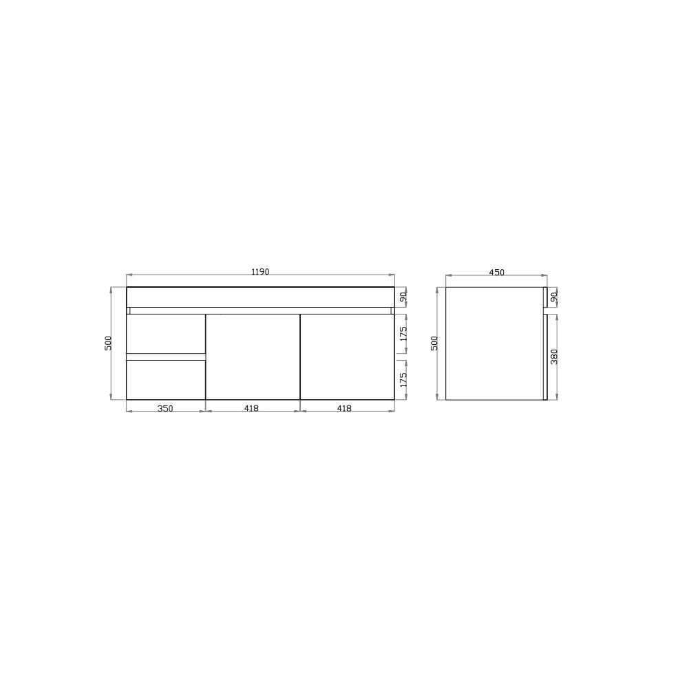 Berge 1200 White Oak Wall Hung Vanity