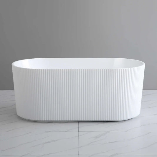 Ally Groove 1500mm Matte White Fluted Bathtub