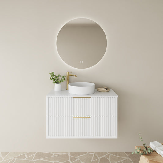 Rome Matte White Fluted Wall Hung Vanity 600-1500mm