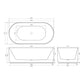 Ally Groove 1500mm Matte White Fluted Bathtub
