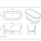 CETO Harrington Solid Surface Stone Freestanding Bathtub with Overflow Matt White 1500/1700mm