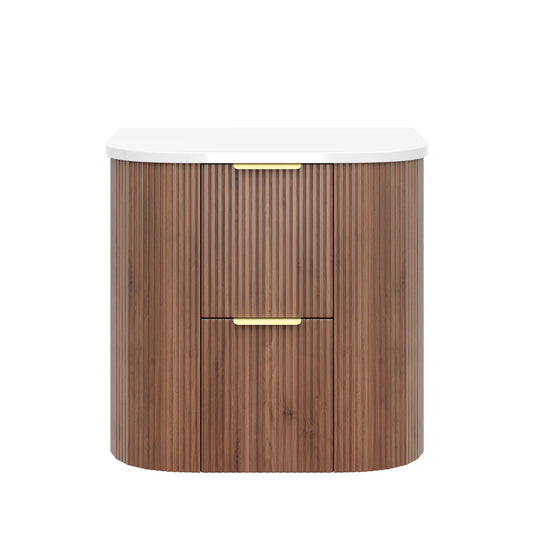 Artis Prime Oak Wall Hung Curved Fluted Vanity + Blanc White Stone Top 600-1500mm