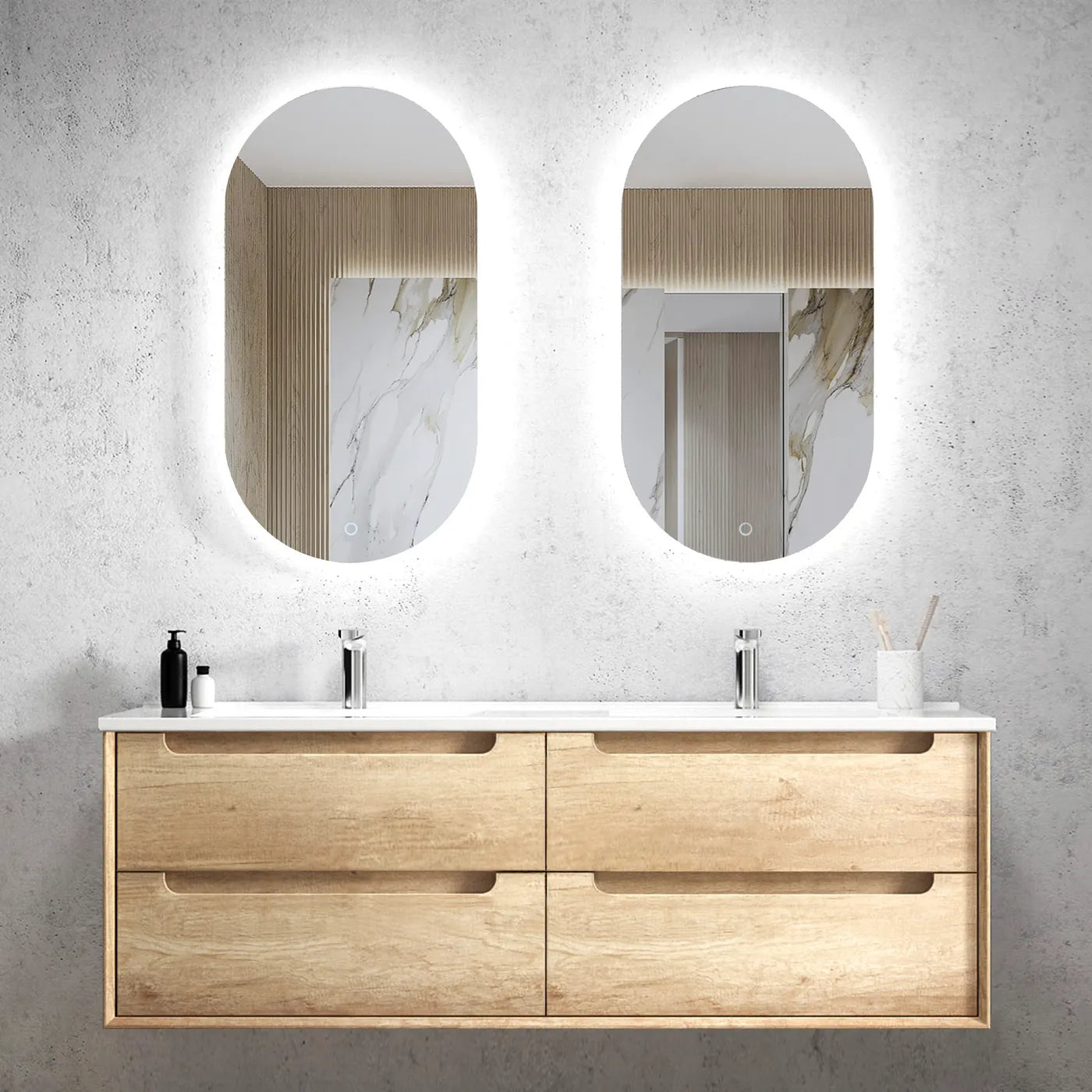 Byron Oak Natural Wall Hung Vanity 600-1500mm