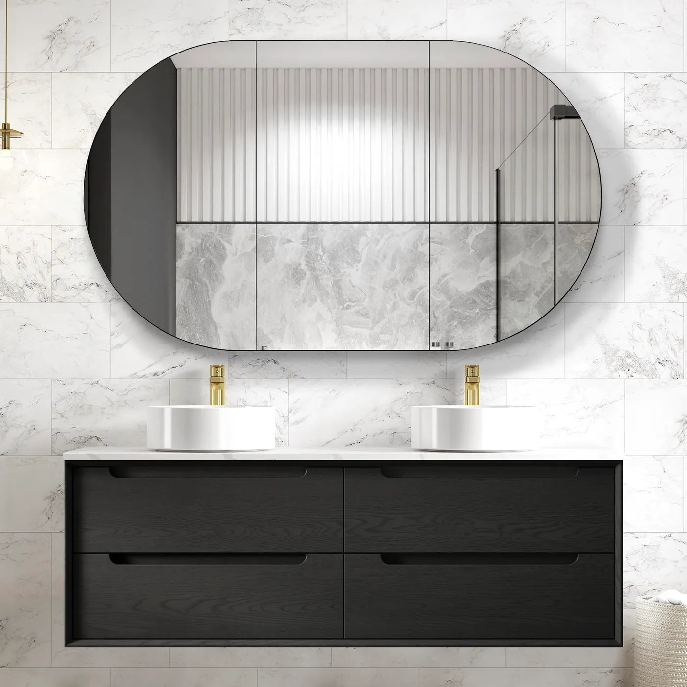 Byron Black Oak Wall Hung Vanity 600-1500mm