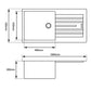 White Granite Stone Kitchen Sink with Drainboard Top/Undermount 1000x500x200mm