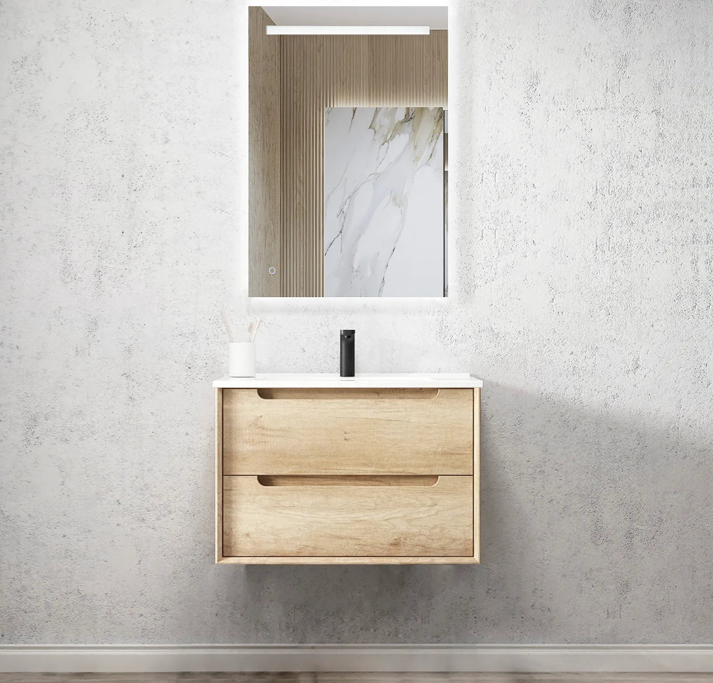 Byron Oak Natural Wall Hung Vanity 600-1500mm