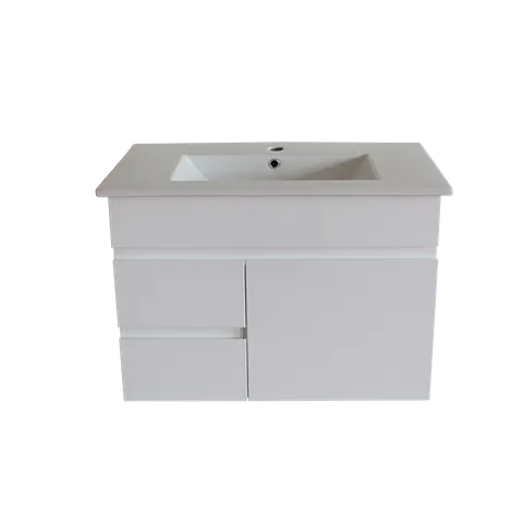 Pavia PVC 600/750x460 Wall Hung Vanity + Ceramic Top