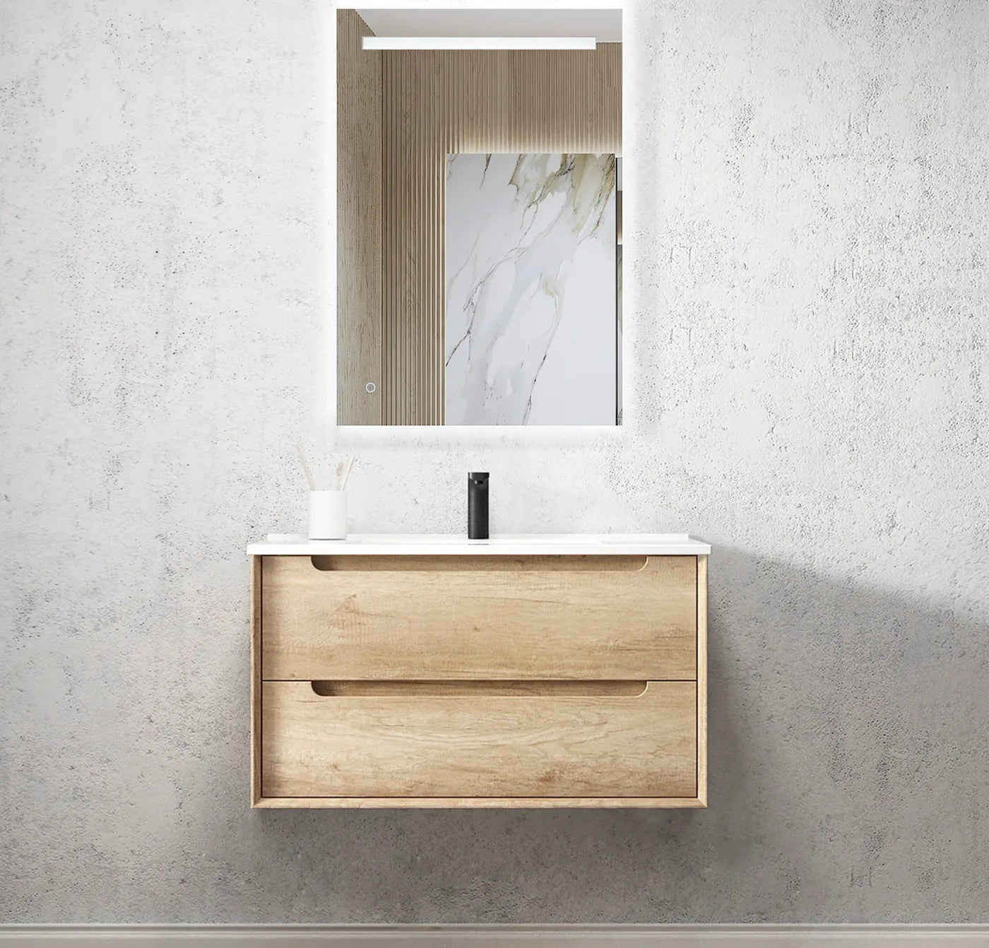 Byron Oak Natural Wall Hung Vanity 600-1500mm