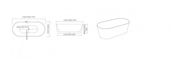 Unicasa Arvo 1500mm Freestanding Bath