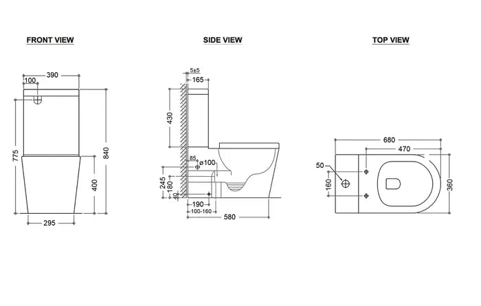 Alzano Wall Face Pan R&T Inwall Cistern Set