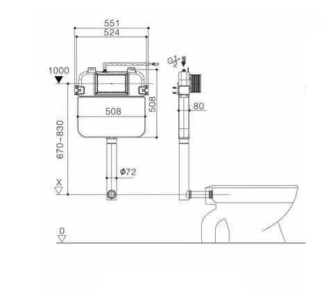 Alzano Wall Face Pan R&T Inwall Cistern Set