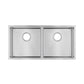 Aquaperla 1.2mm 865x440x200mm Handmade Double Bowl Top/Undermount Kitchen Sink Round Corner