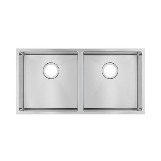 Aquaperla 1.2mm 865x440x200mm Handmade Double Bowl Top/Undermount Kitchen Sink Round Corner