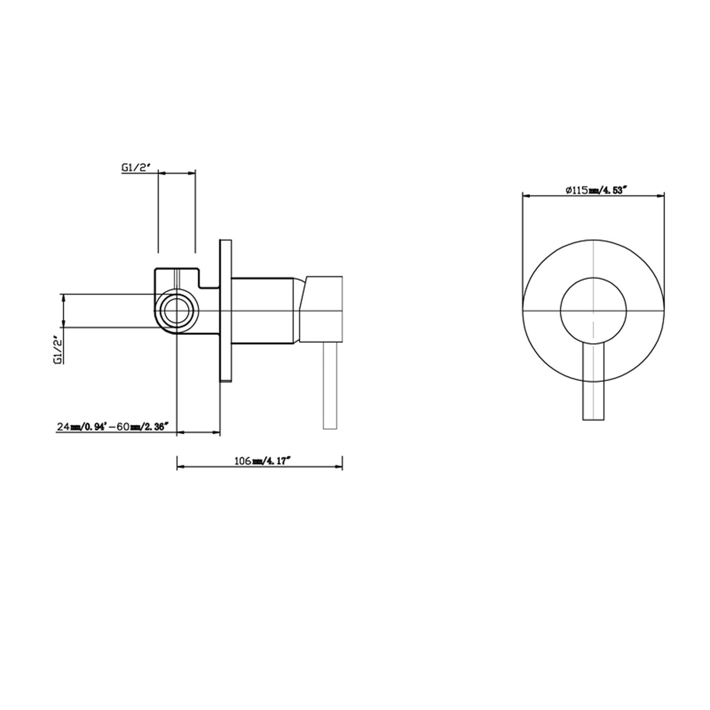 Aquaperla Lucid Pin Round Shower/Bath Wall Mixer