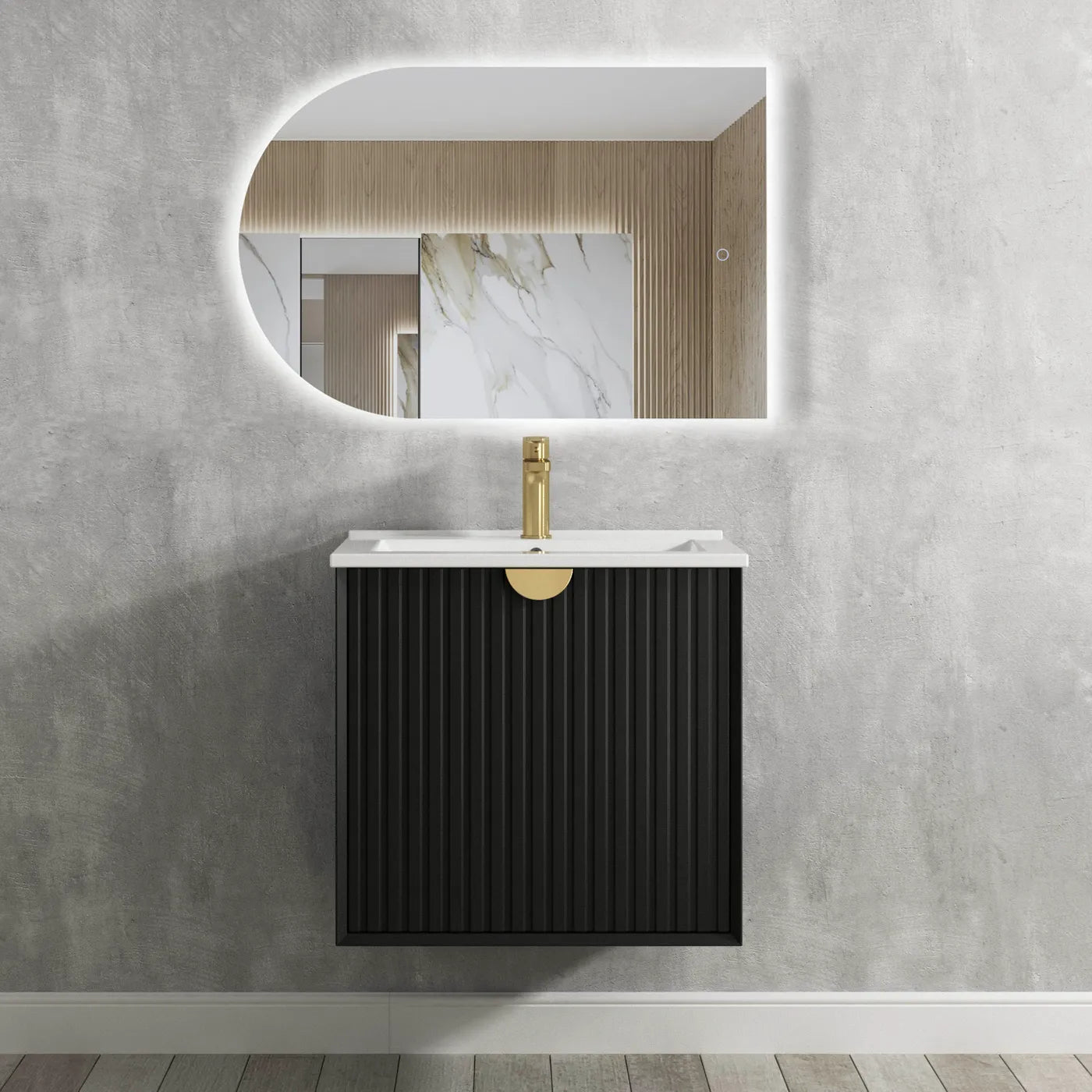 Marlo Matt Black 600-1800X460X550mm Wall Hung Vanity