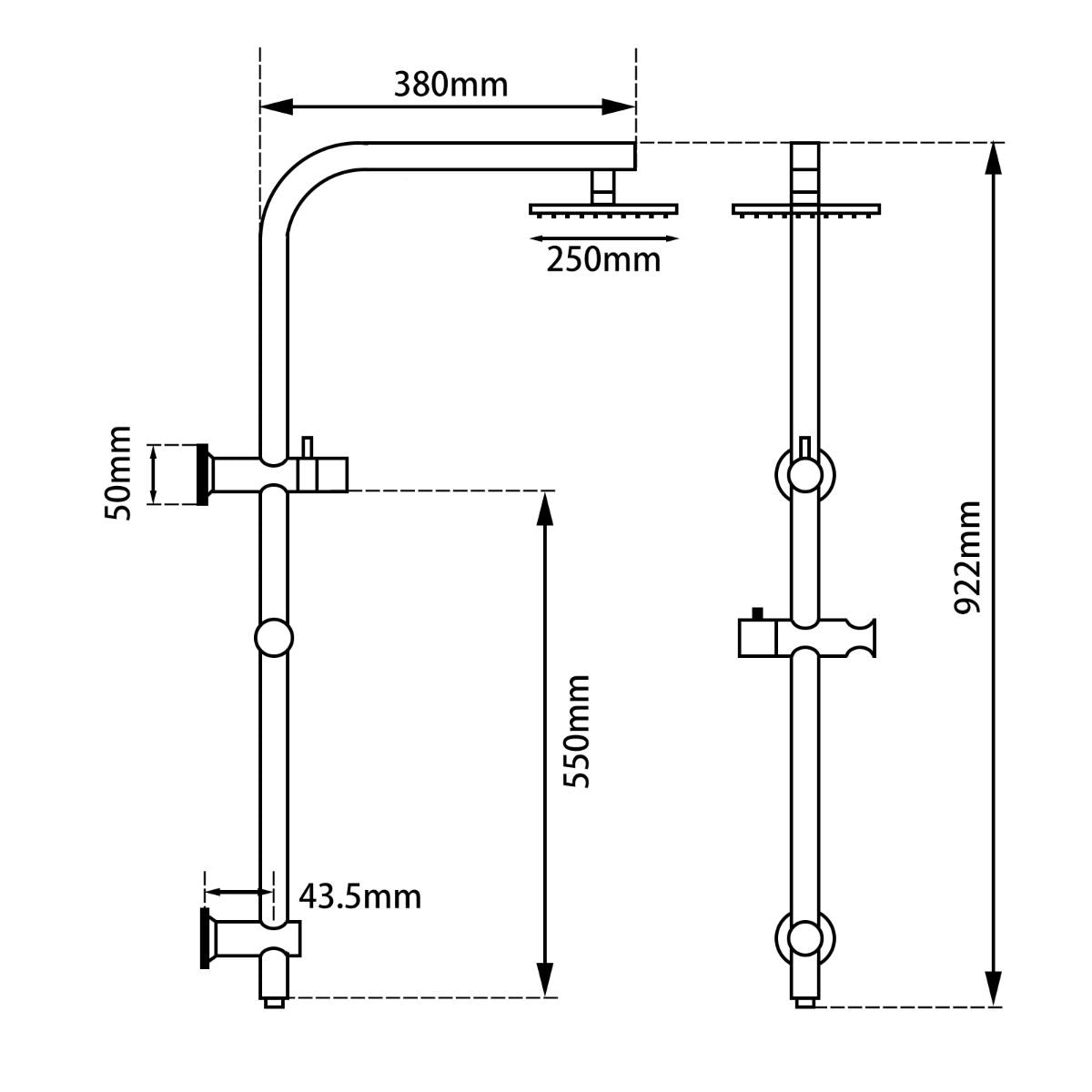 Aquaperla 10'' Right Angle Round Shower Station Top Inlet