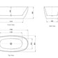 Vinny Gloss White Freestanding Bathtub 1300/1500/1700 NF