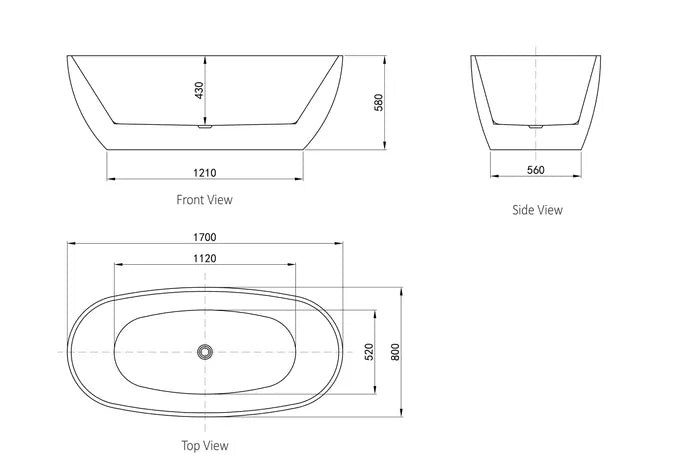 Vinny Gloss White Freestanding Bathtub 1300/1500/1700 NF