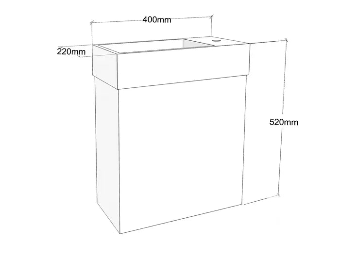 Mini Wall Hung Vanity + Polymarble Basin 400mm