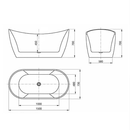 VIVA HIGHBACK BATHTUB 1500/1700mm NF