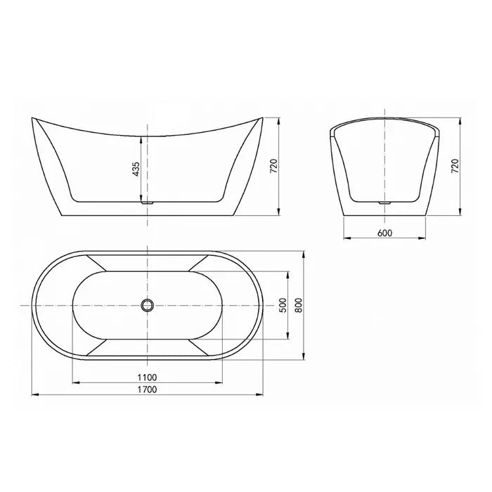 VIVA HIGHBACK BATHTUB 1500/1700mm NF