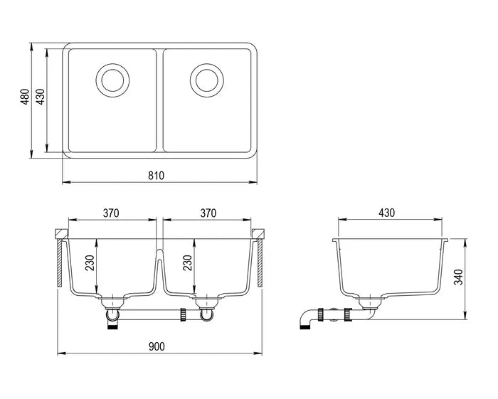 Inspire Granite Double Bowl Sink 810x480