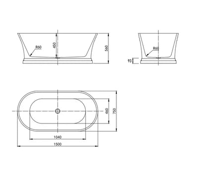 Hampton Freestanding Bathtub 1500/1700mm