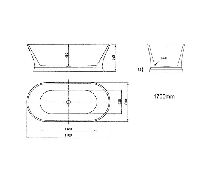 Hampton Freestanding Bathtub 1500/1700mm