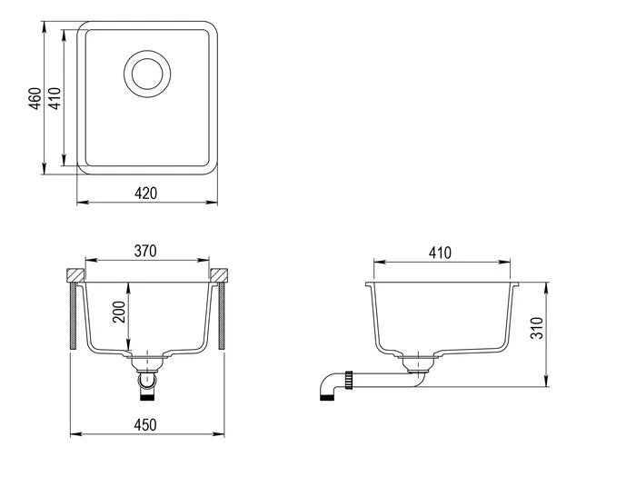 Inspire Granite Sink 420x460x200mm