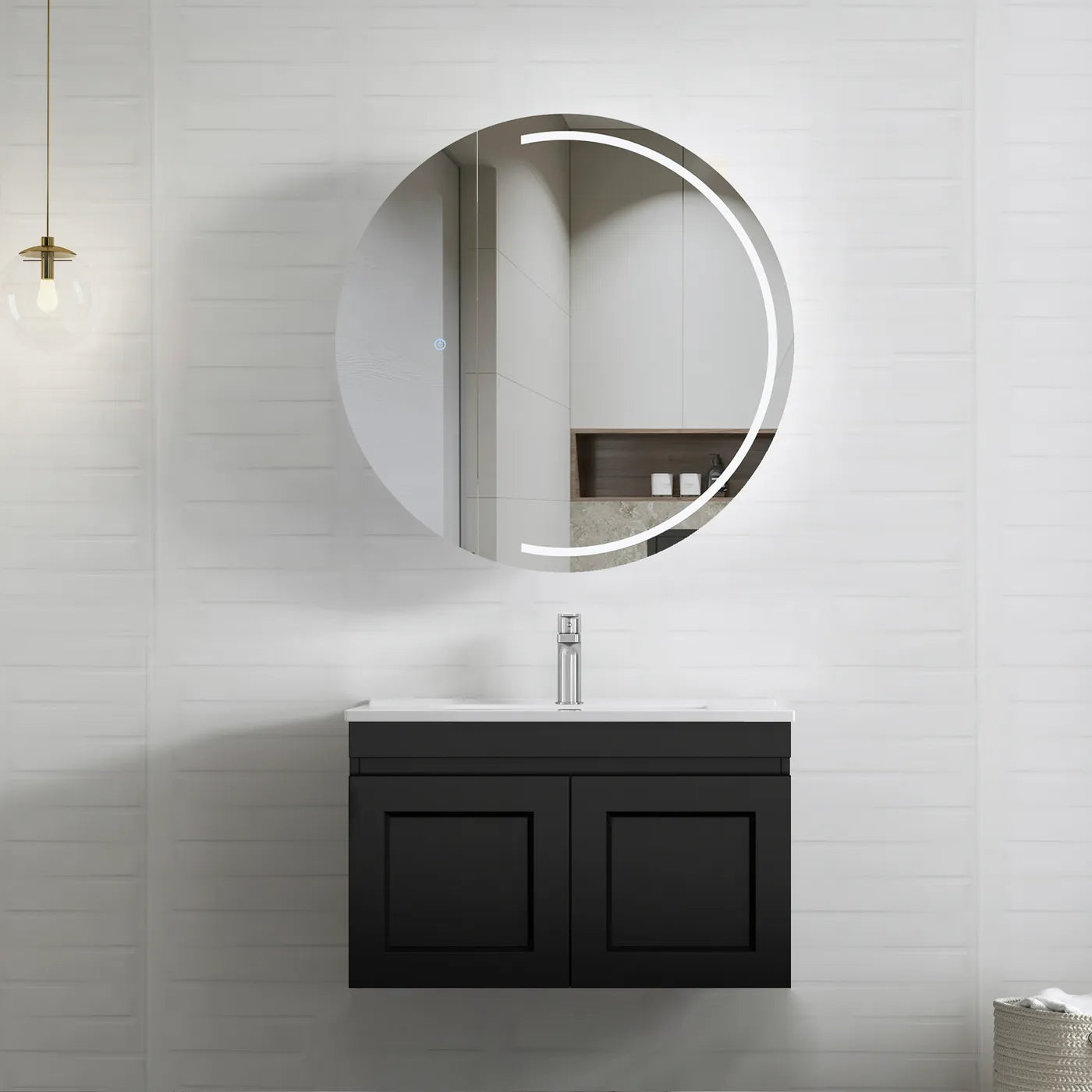 Hampton Wall Hung Matte Black Vanity 600-1500mm