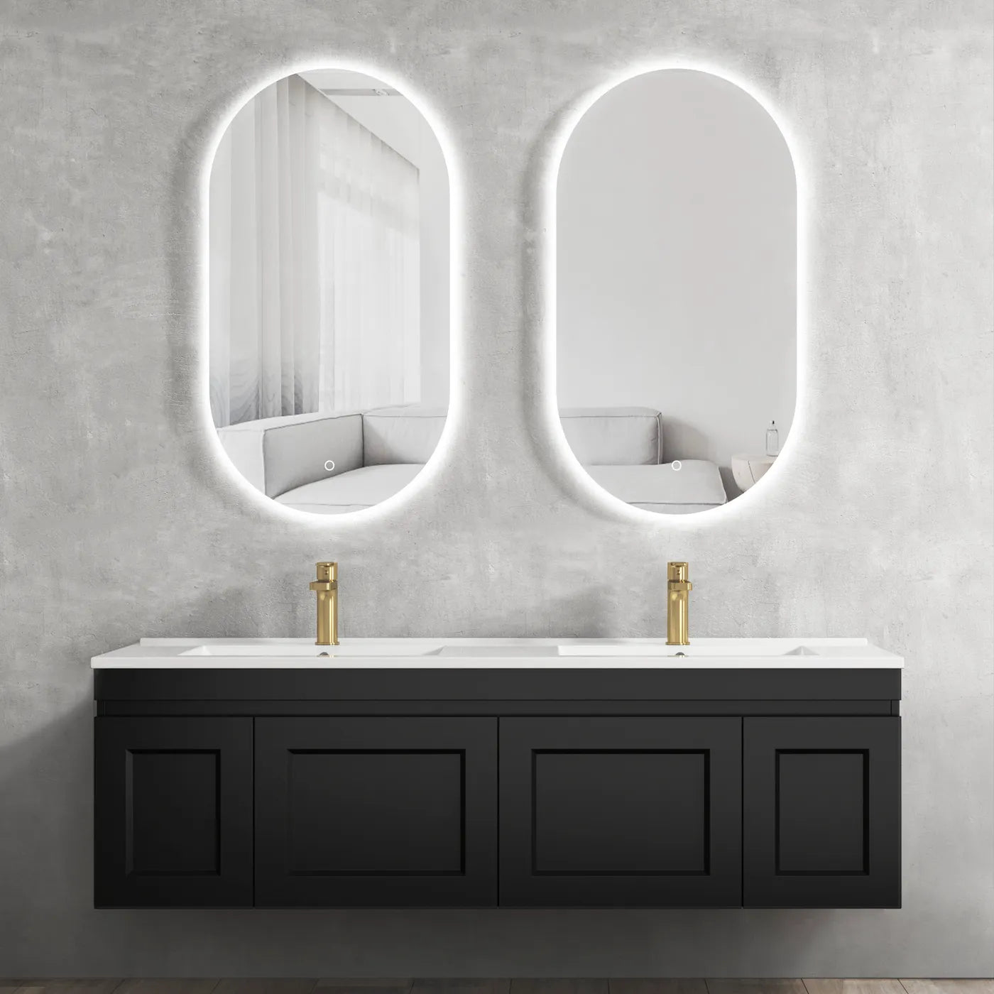 Hampton Wall Hung Matte Black Vanity 600-1500mm