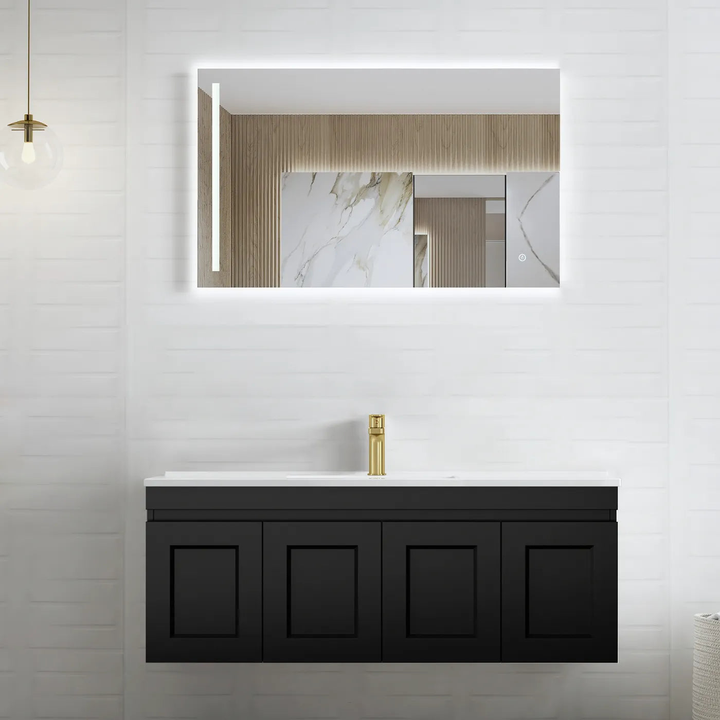 Hampton Wall Hung Matte Black Vanity 600-1500mm