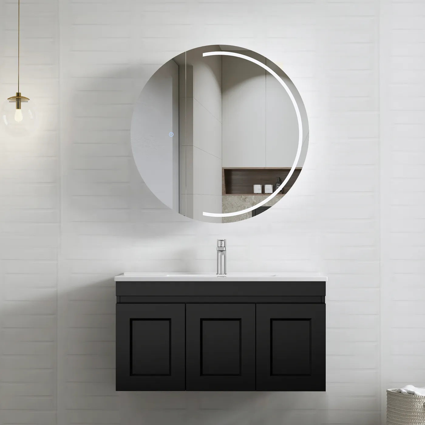 Hampton Wall Hung Matte Black Vanity 600-1500mm