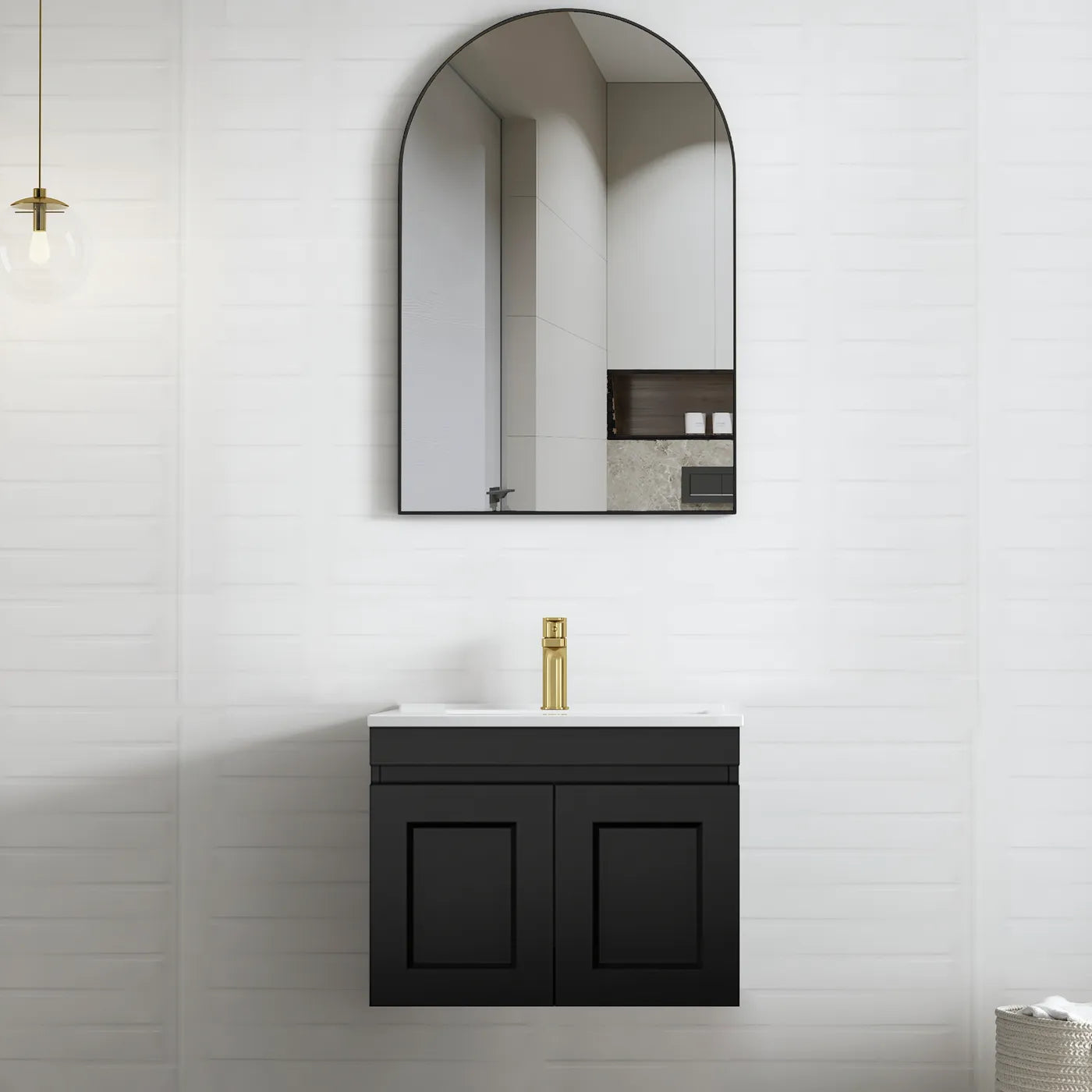 Hampton Wall Hung Matte Black Vanity 600-1500mm