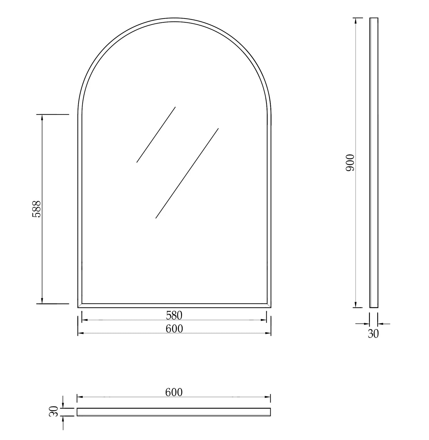 Archie Framed Mirror Matt Black / Brushed Gold