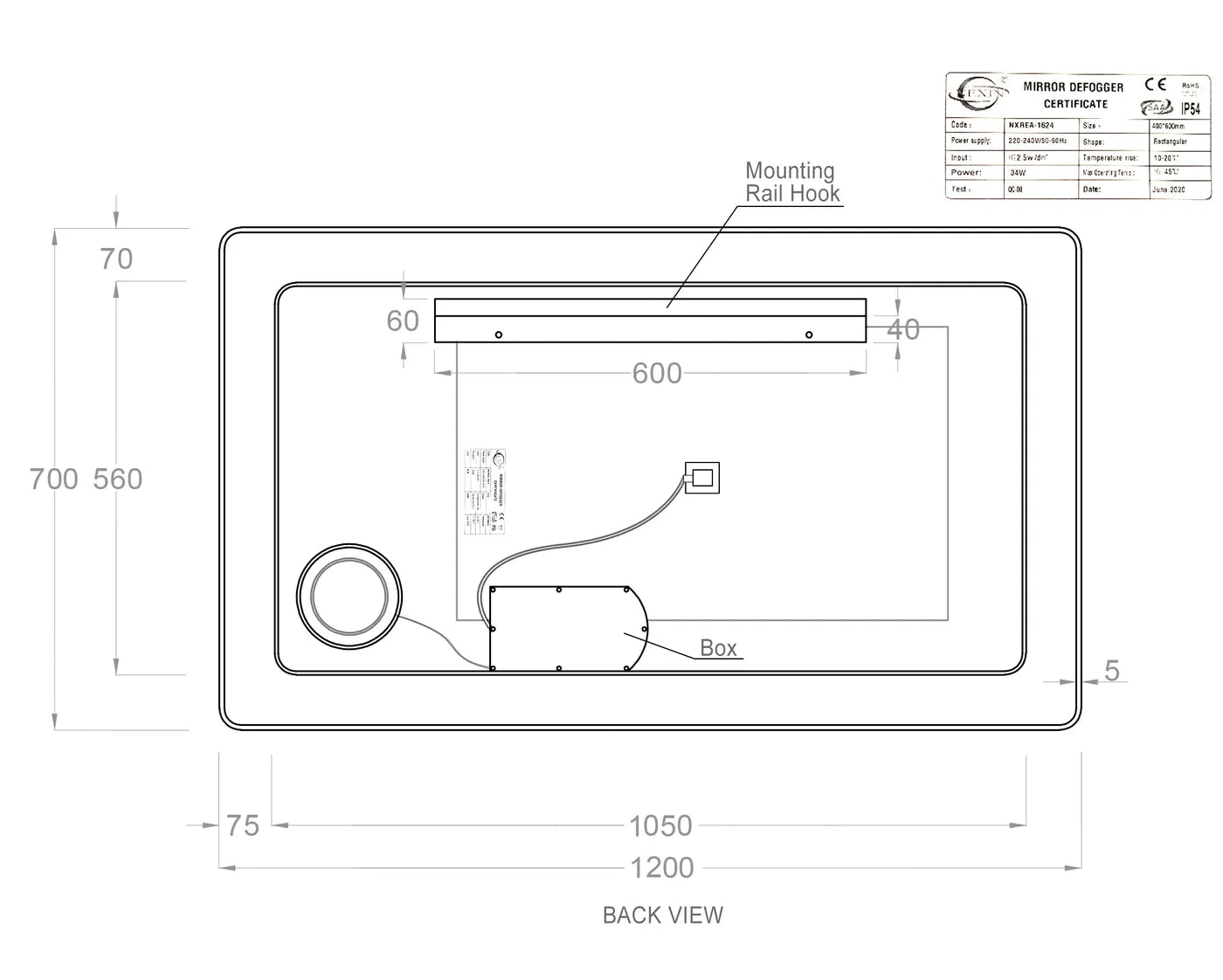 Avalon LED Mirror 1200x700mm