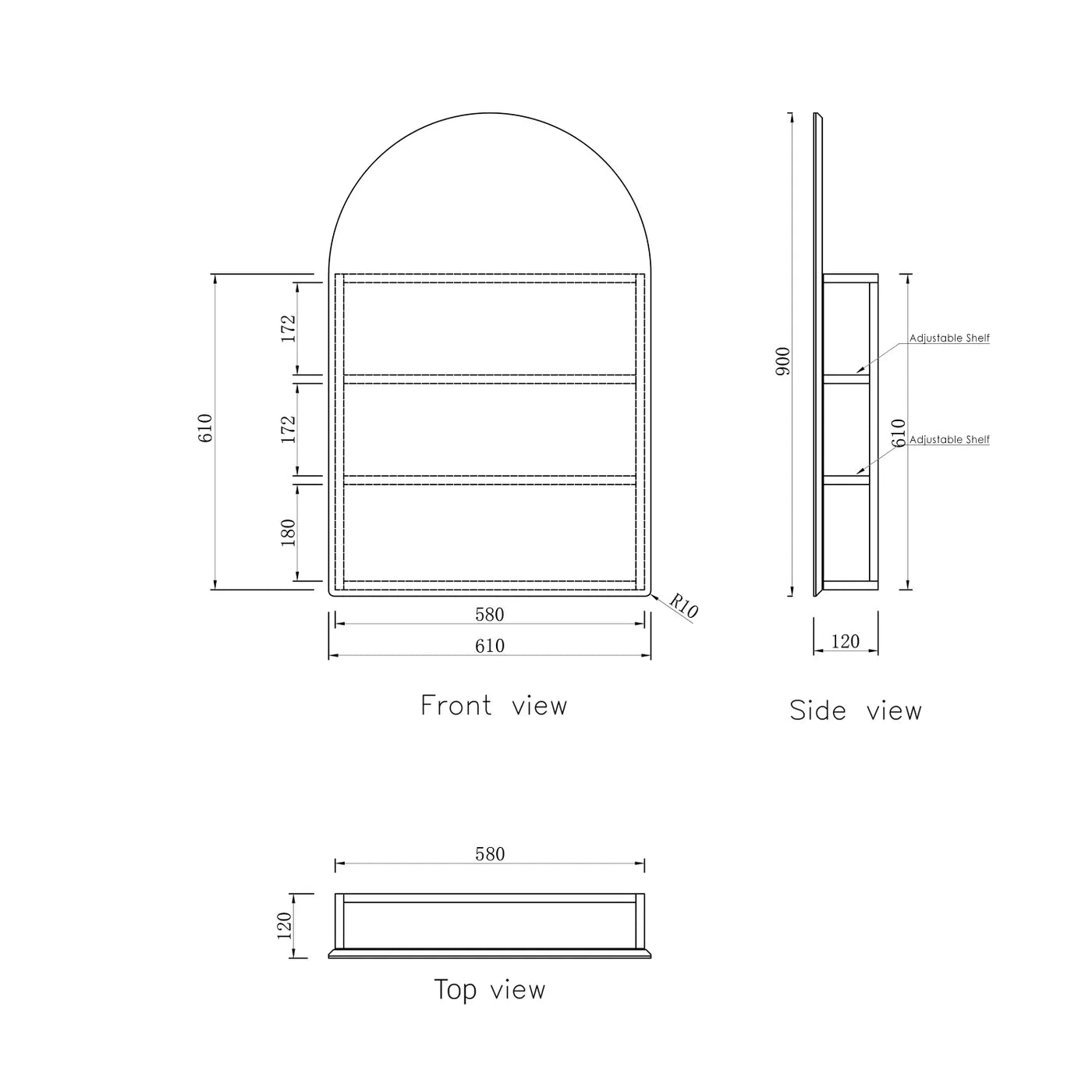 Archie Shaving Cabinet Matte White 900x600mm