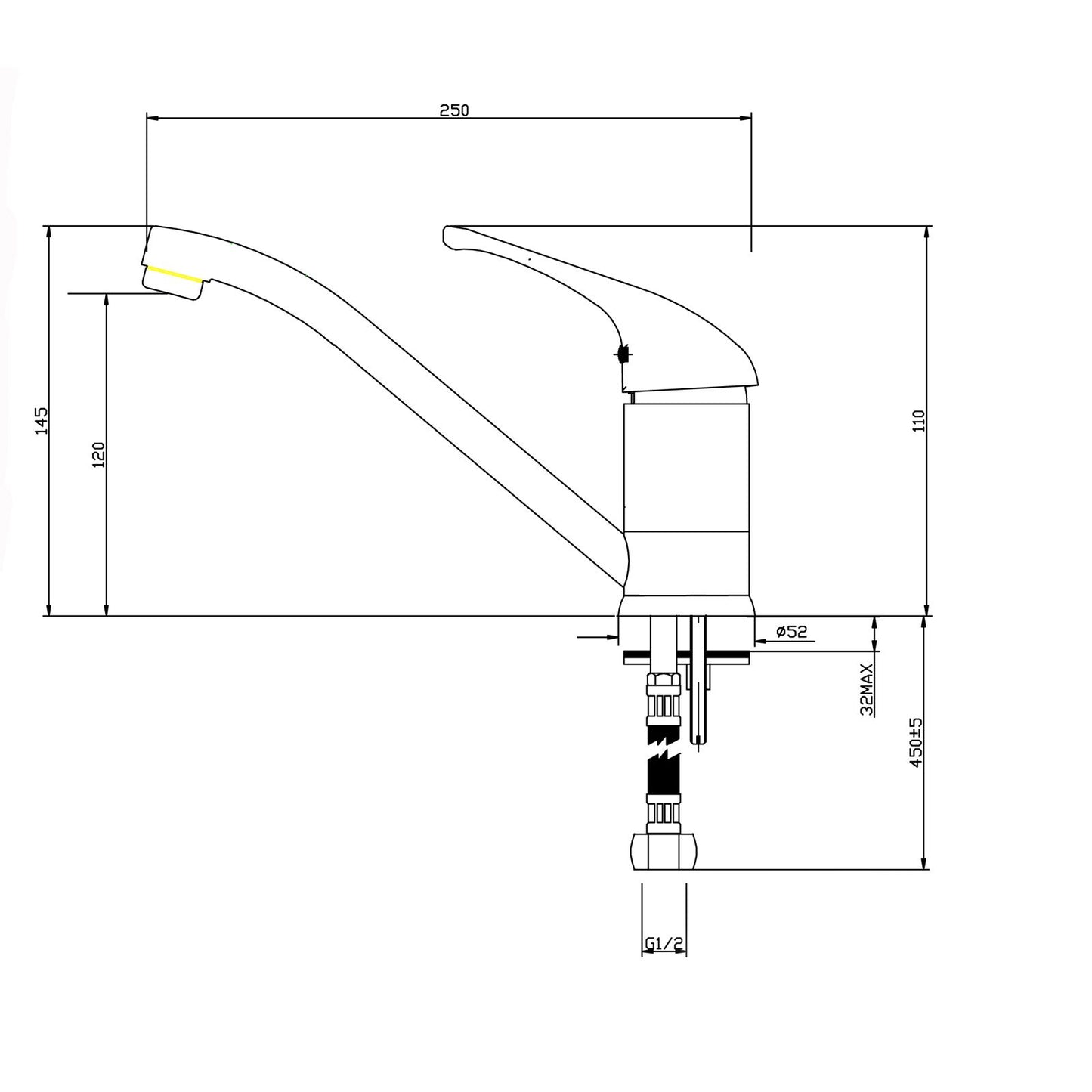 Aquaperla Chrome Standard Kitchen Mixer Tap